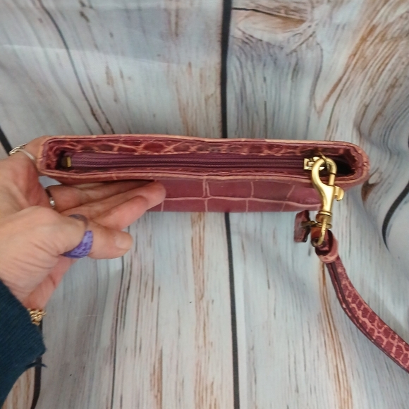 Coach Madison Raspberry Pink Leather, Croccodile Embossed Wristlet. - Picture 7 of 8